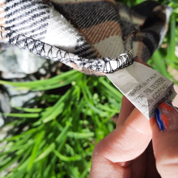 Flannel Tan, Black and White Shacket Shirt Jacket Long One Size made in Italy - Picture 3 of 5